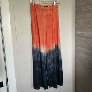 Lily by Firmiana wide leg flowy pant size medium, orange and black
